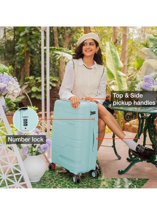 nasher miles Nasher Miles Paris Hard-Sided Polypropylene Luggage Set of 2 | 65cm & 75cm | 8 Wheels Medium & Large Trolley Bag for Travel | Suitcase (Pastel Green)