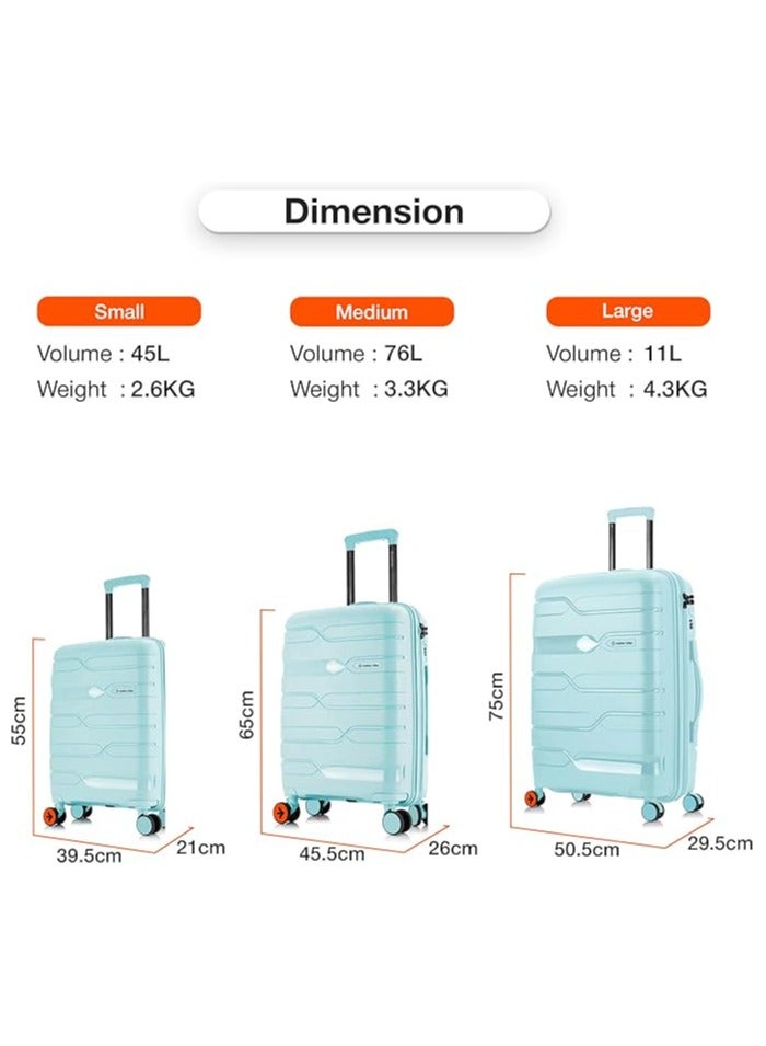 Nasher Miles Paris Hard-Sided Polypropylene Luggage Set of 2 | 65cm & 75cm | 8 Wheels Medium & Large Trolley Bag for Travel | Suitcase (Pastel Green)