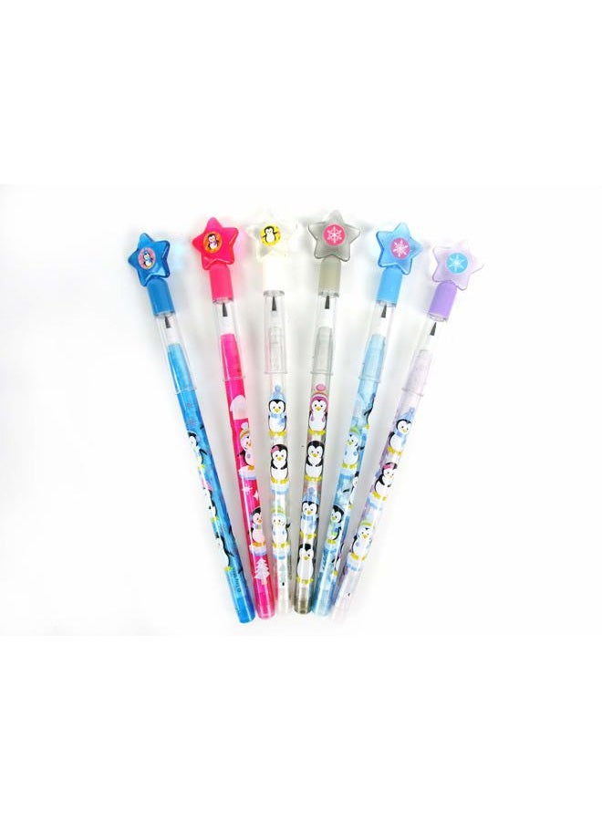 TINYMILLS 24 Pcs Penguins Multi Point Stackable Push Pencil Assortment with Eraser for Winter Themed Party Favor Ice Skating Party Favors Classroom Rewards Carnival Prizes - Image 2