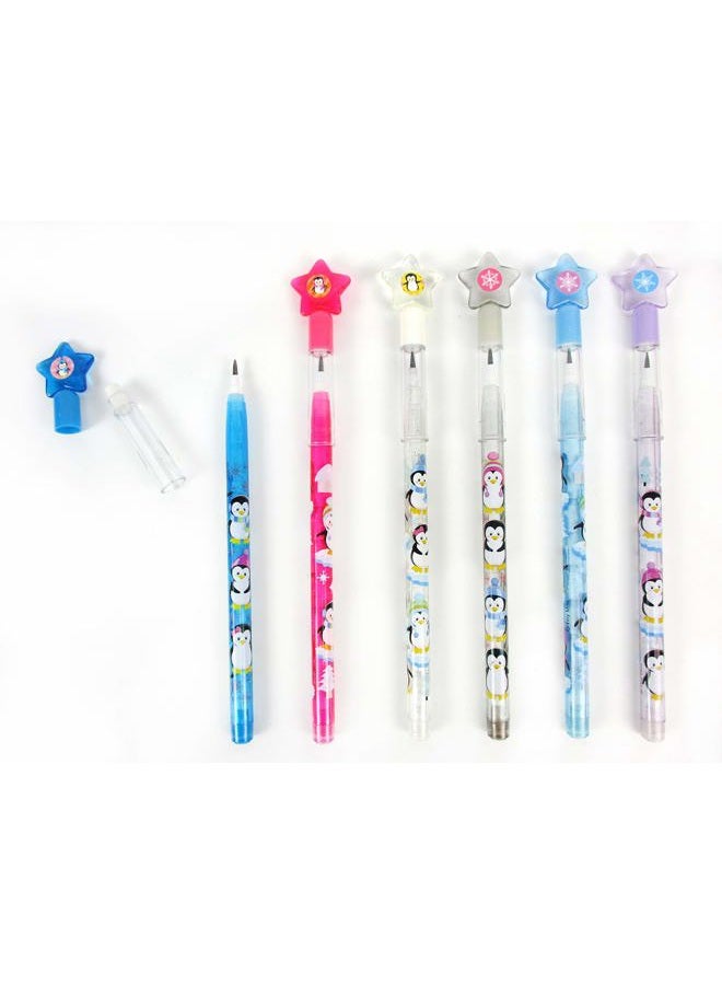 TINYMILLS 24 Pcs Penguins Multi Point Stackable Push Pencil Assortment with Eraser for Winter Themed Party Favor Ice Skating Party Favors Classroom Rewards Carnival Prizes - Image 3