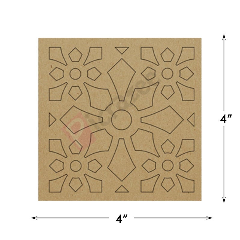 PICRAZEE DIY Engineered Pine MDF Pre-Marked 12 Square Plates Size 4x4 inch and 5.5 mm Thickness– Ideal for Art and Craft, Resin Art, Decoupage, and DIY Projects - Image 2