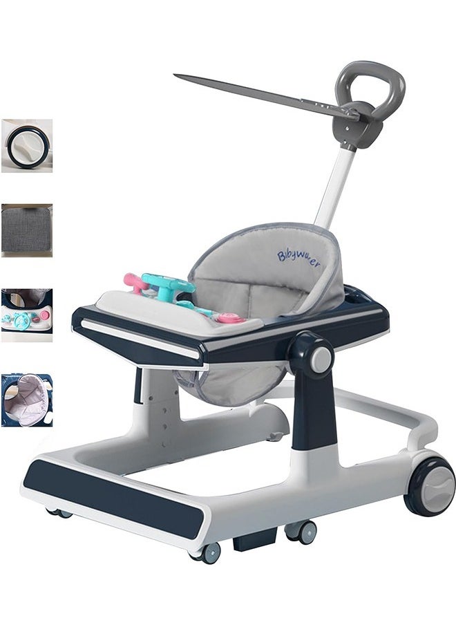 Beauenty - 4 in 1 With push handle Multifunctional Anti-Rolloverbaby Walke Adjustable Heightr,with Music lighting Box and Dinner Tray ，awning，foot padfor baby 6-24 Months,Effectively preventing O-shaped leg - Image 1