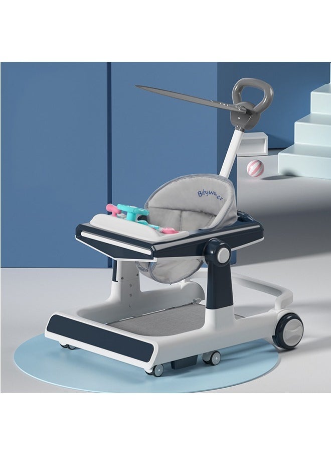Beauenty - 4 in 1 With push handle Multifunctional Anti-Rolloverbaby Walke Adjustable Heightr,with Music lighting Box and Dinner Tray ，awning，foot padfor baby 6-24 Months,Effectively preventing O-shaped leg - Image 1