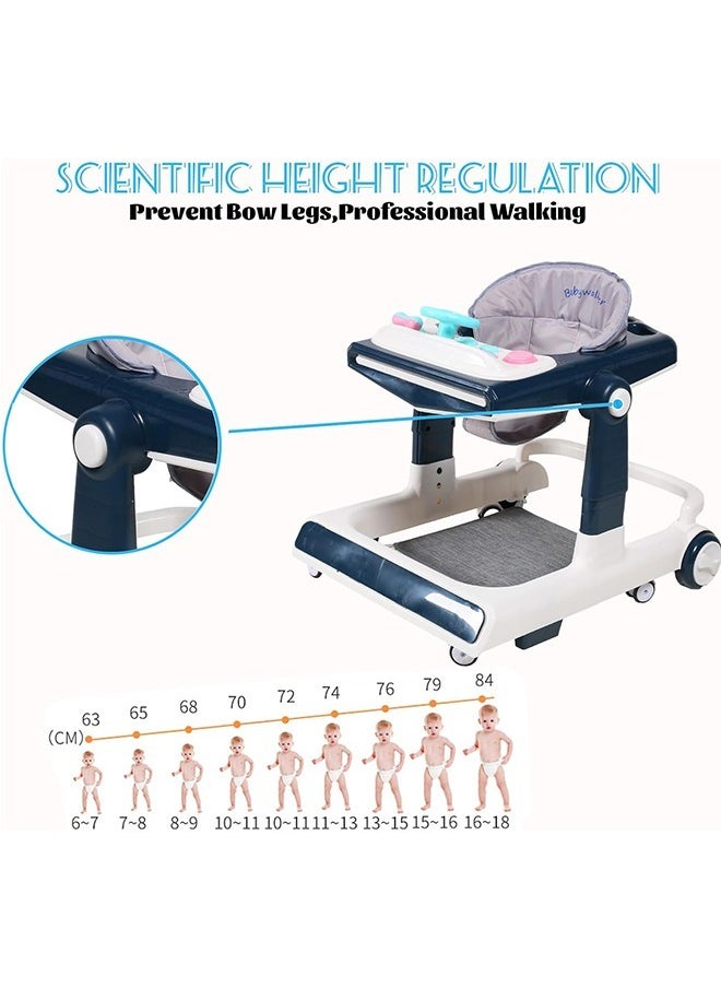 Beauenty - 4 in 1 With push handle Multifunctional Anti-Rolloverbaby Walke Adjustable Heightr,with Music lighting Box and Dinner Tray ，awning，foot padfor baby 6-24 Months,Effectively preventing O-shaped leg - Image 1