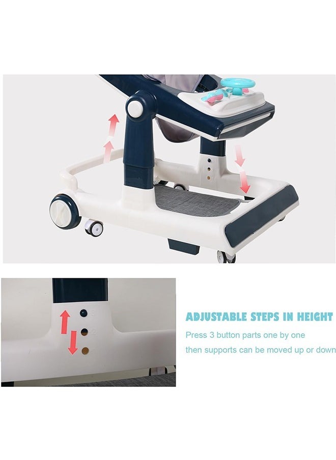 Beauenty - 4 in 1 With push handle Multifunctional Anti-Rolloverbaby Walke Adjustable Heightr,with Music lighting Box and Dinner Tray ，awning，foot padfor baby 6-24 Months,Effectively preventing O-shaped leg - Image 1