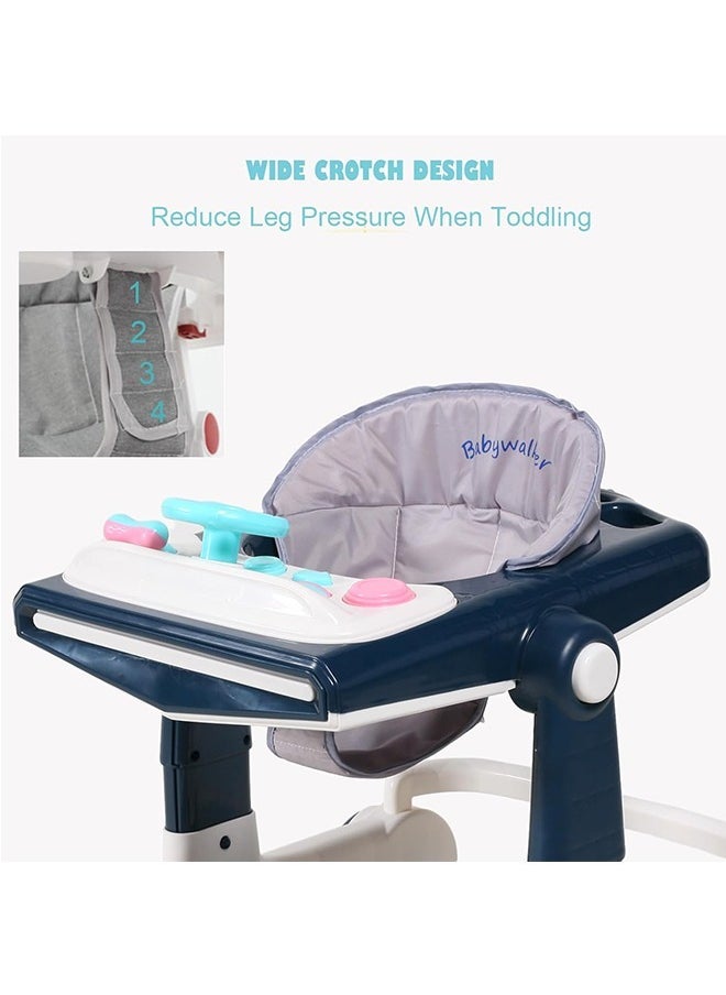 Beauenty - 4 in 1 With push handle Multifunctional Anti-Rolloverbaby Walke Adjustable Heightr,with Music lighting Box and Dinner Tray ，awning，foot padfor baby 6-24 Months,Effectively preventing O-shaped leg - Image 1