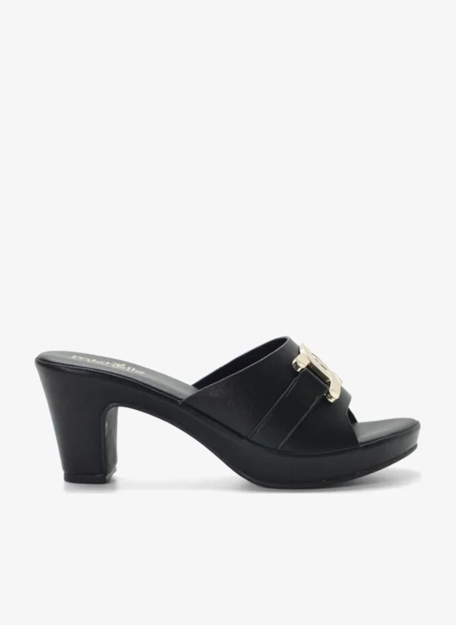 092-3092 Michelle Morgan Ladies Mid Heel Sandals11-106A Black