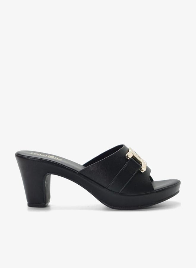 ميشيل مورجان 092-3092 Michelle Morgan Ladies Mid Heel Sandals11-106A Black - Image 1