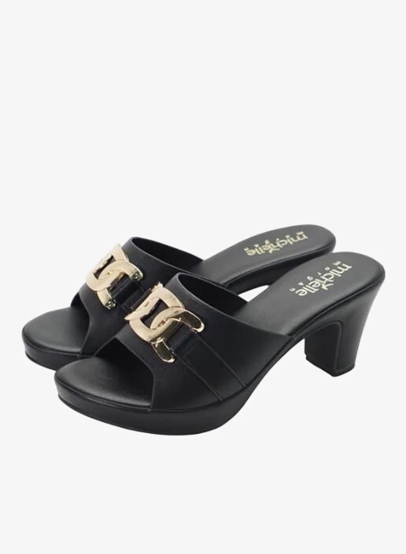 Michelle Morgan Black 092-3092 Michelle Morgan Ladies Mid Heel Sandals11-106A Black for Women | Best Price UAE