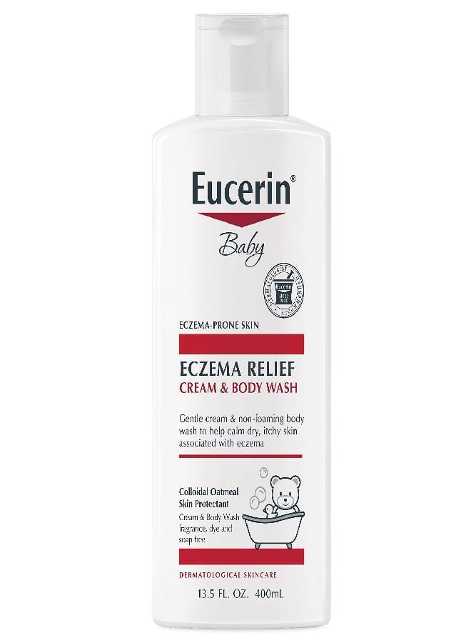 Eucerin Baby Eczema Relief Cream Body Wash, Fragrance Free Eczema Body Wash for Babies with Colloidal Oatmeal, 13.5 Fl Oz Bottle