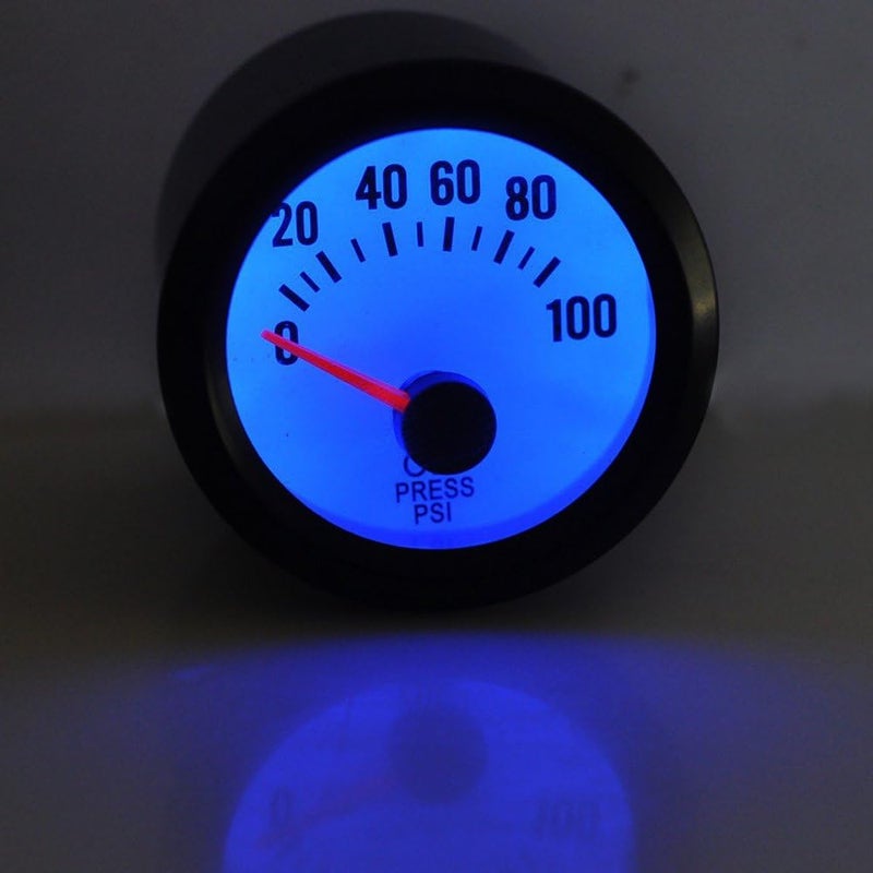E Support Car 2" 52mm Oil Press Gauge Meter Pressure Sensor Pointer Blue LED Light - Image 3