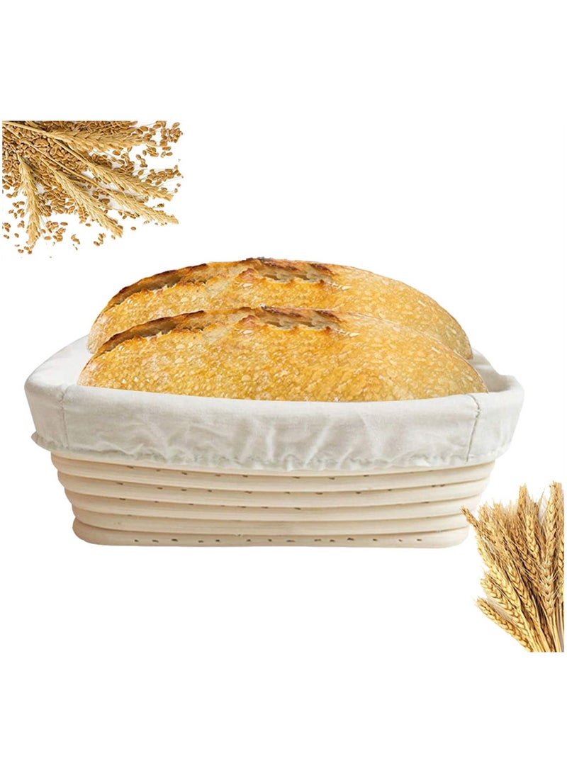 سلة تنقيط من الخيزران بقطر 6 إنش مع بطانة قماشية لصناعة خبز العجين المخمر تشمل مكشطة العجين وجرة البداية هدايا - Image 1