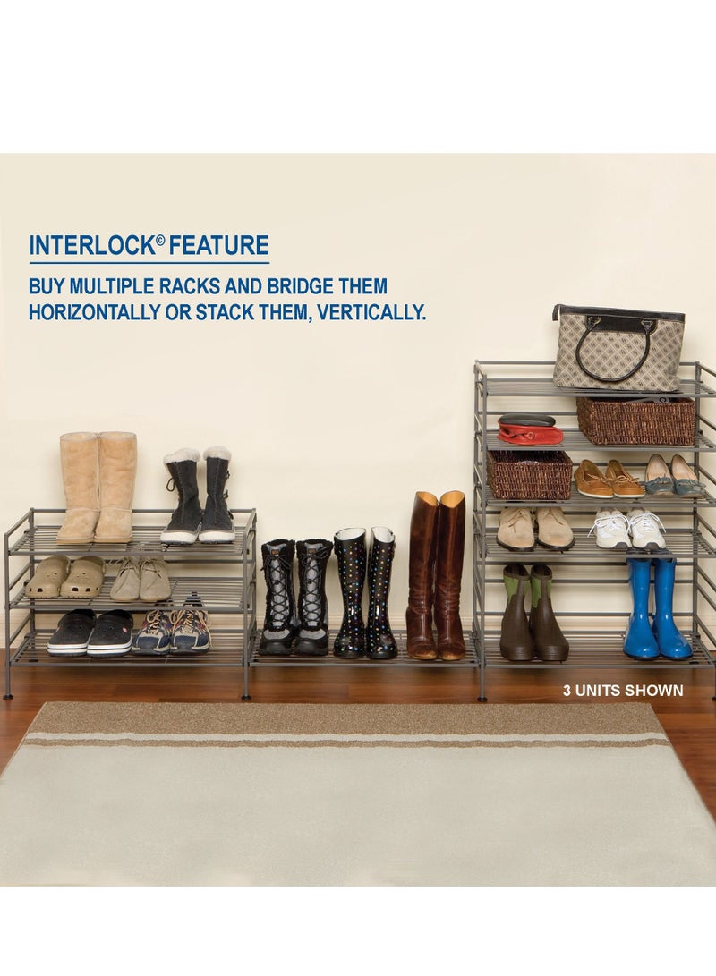 Seville Classics Foldable KD & Stackable 3 Tier Iron Shoe Rack - Image 4