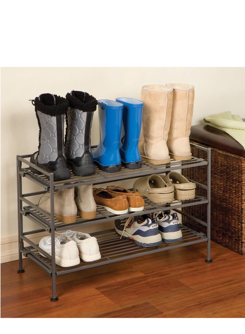 Seville Classics Foldable KD & Stackable 3 Tier Iron Shoe Rack - Image 2