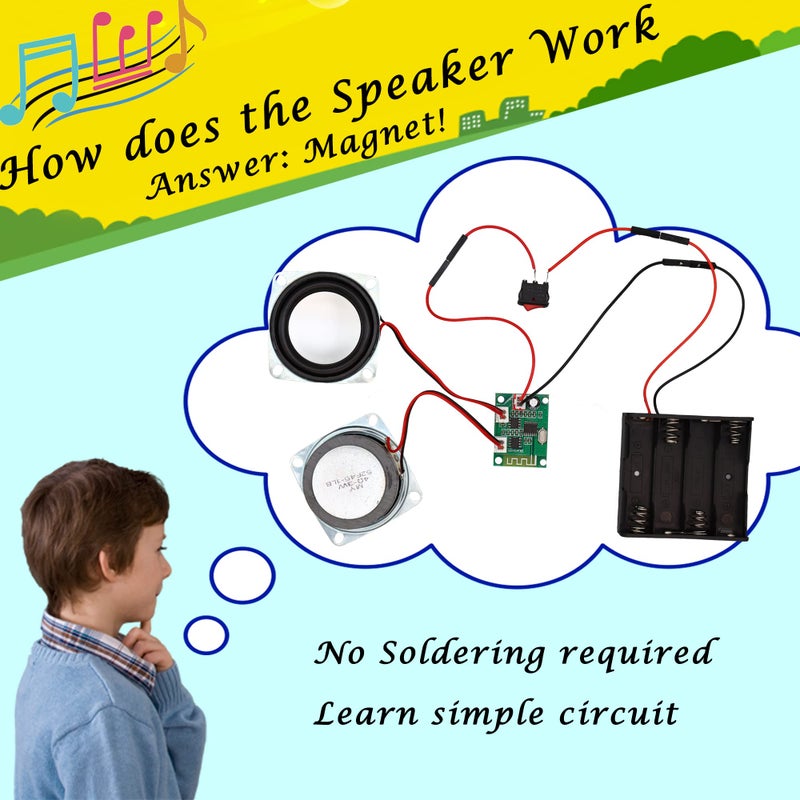 CYOEST STEM Projects for Kids & Adults Build Your Own Bluetooth Speaker - Science Experiment Electronics Kit | Beginner's Starter DIY Set,STEM Gifts for Teenage Girls + Boys Ages 10 and Up (Dual Speakers) - Image 2