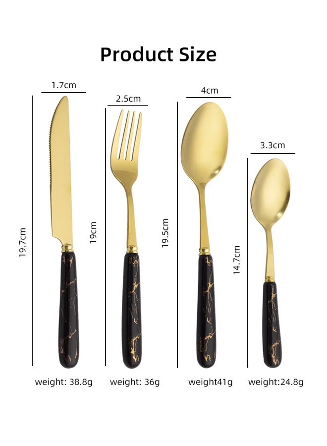 إن كي أكس مجموعة أدوات مائدة معلقة من الفولاذ المقاوم للصدأ مكونة من 24 قطعة مع حامل لـ 6 أشخاص، أدوات مائدة بلمسة نهائية عاكسة للاستخدام المنزلي والمطبخ - Image 4