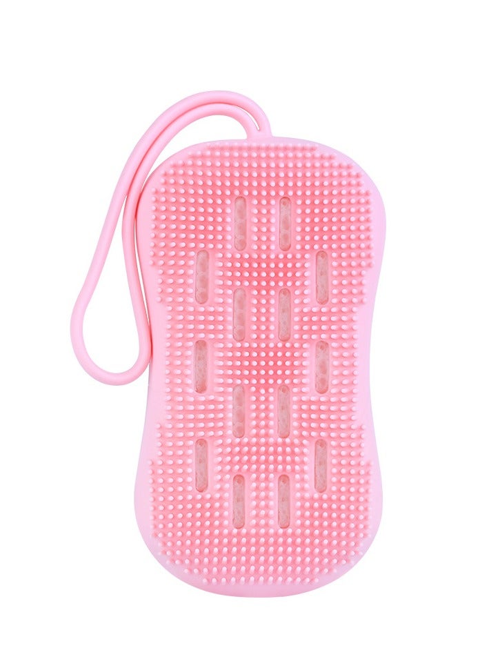 Soft Silicone Body Brush Set, Double Sided Bath Body Washer Exfoliating Bath Brush Baby Shampoo Spa Skin Tool for Sensitive and All Skin Types (pink) - Image 1