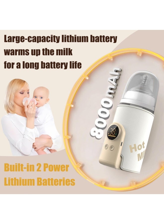 جهاز تسخين زجاجات الحليب المحمول، تسخين سريع، مقاوم للتسرب، جهاز تسخين قابل للتعديل للسفر، يعمل ببطارية 8000 مللي أمبير، لتسخين حليب الأم أثناء السفر والأنشطة الخارجية. - Image 3