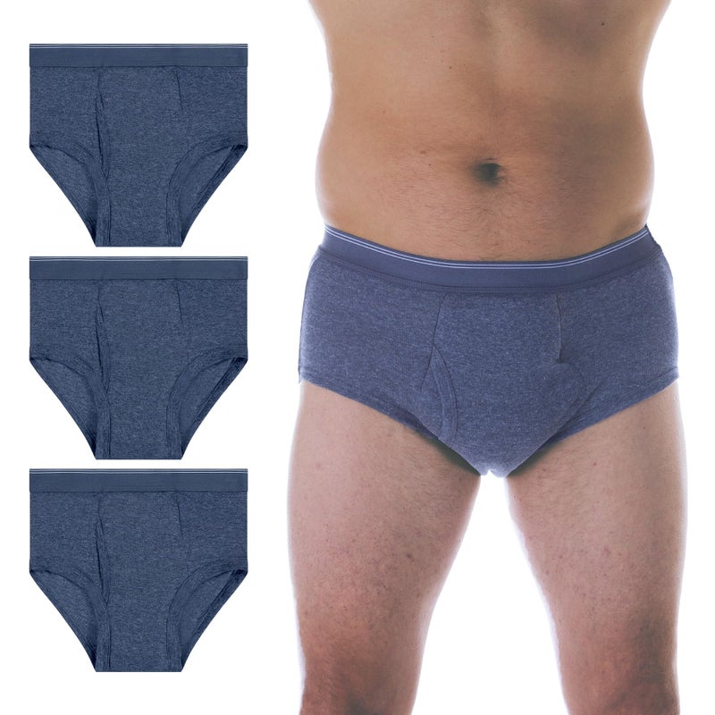 3Pack Mens Super Absorbency Washable Reusable Bladder Control Briefs 300 ml Grey Large Waist 3840
