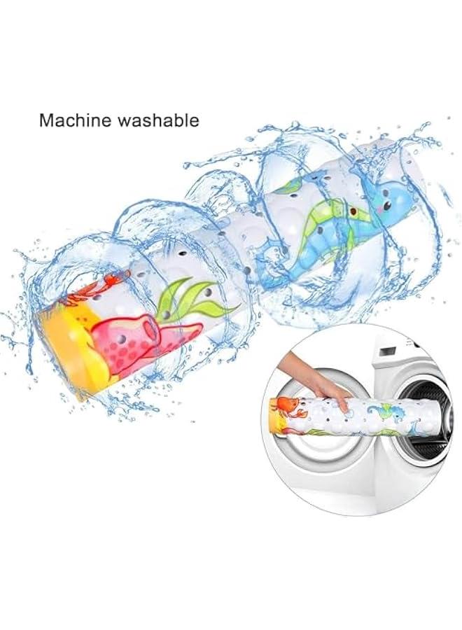 ميكسد سجادة حوض استحمام للأطفال، 40 × 16 بوصة مانعة للانزلاق، سجادة حوض استحمام كرتونية مضادة للانزلاق مع فتحات تصريف وأكواب شفط قابلة للغسل في الغسالة (Merimaid) - Image 5