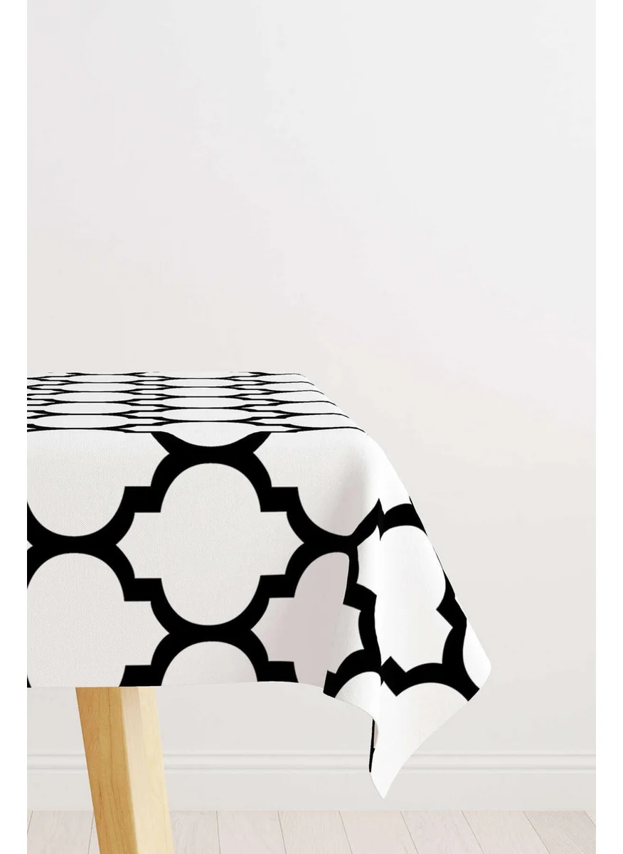 Cango Home White Black Modern Geometric Patterned Digital Printed Tablecloth OTYK551-MS