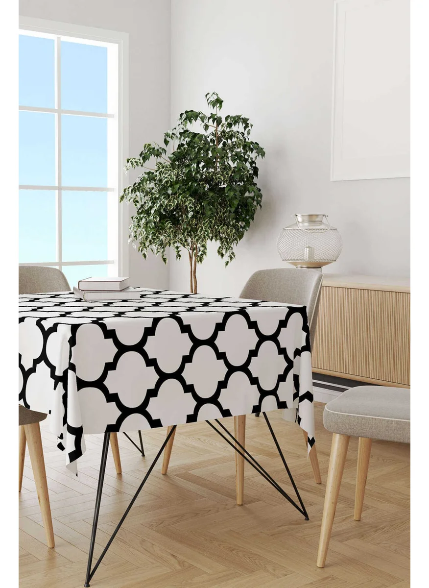 Cango Home White Black Modern Geometric Patterned Digital Printed Tablecloth OTYK551-MS