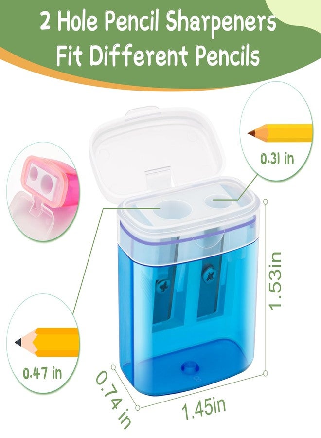 JEFURE 30 Pcs 2 Holes Small Manual Pencil Sharpener with Lid, Colored Handheld Dual Hole Pencil Sharpeners Bulk, Crayon Colored Pencils Sharpener, Pencil Sharpener for Kids, Office, School, Classroom - Image 2