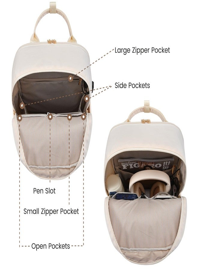 لوف فوك حقيبة ظهر لابتوب LOVEVOOK للنساء والفتيات، حقيبة ظهر مقاومة للماء مقاس 15.6 بوصة، حقيبة كتب مدرسية لطيفة للطلاب، بيج، 15.6 بوصة، حقائب ظهر للسفر - Image 4