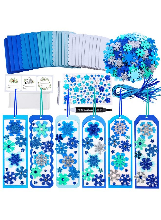 Winlyn 24 Sets Christmas Craft Kits Winter Crafts DIY 3D Christmas Snowflake Bookmarks Art Sets Snowflake Foam Stickers Arts and Crafts for Kids Party Favor Holiday Seasonal Home Classroom Activities - Image 1