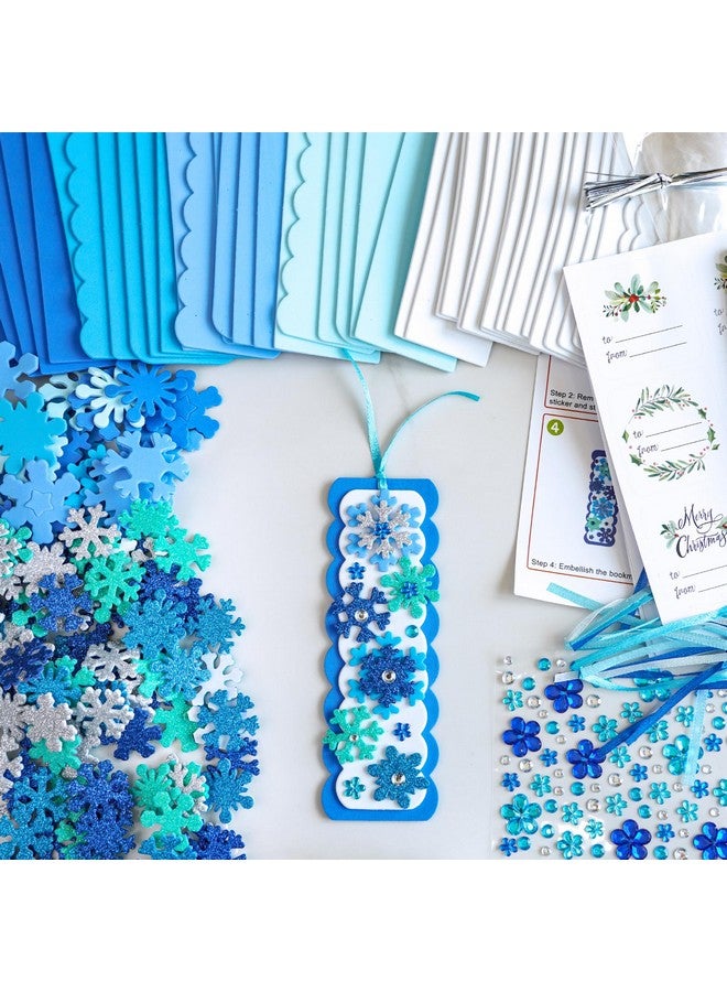 Winlyn 24 Sets Christmas Craft Kits Winter Crafts DIY 3D Christmas Snowflake Bookmarks Art Sets Snowflake Foam Stickers Arts and Crafts for Kids Party Favor Holiday Seasonal Home Classroom Activities - Image 2