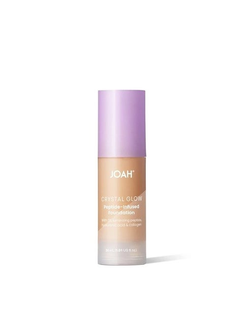 Crystal Glow Peptide-Infused Foundation, 2-in-1 Multitasking Korean Makeup with Blurring Face Primer, Luminizer, Hydration & Skin Defense for a Flawless Finish, 1.01 Oz, Light Warm
