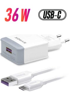Samsung Galaxy S8 Compatible Type-C Input Fast Charger Set Adapter+Cable Q32 3.0A White