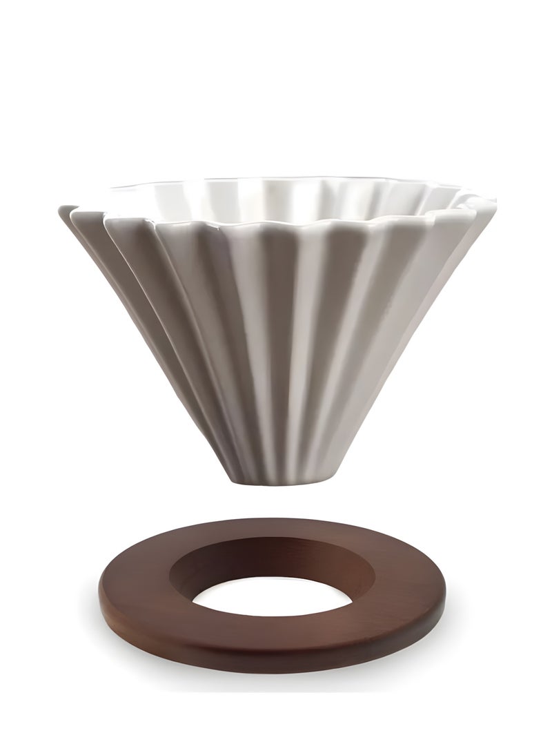 BIG MAX Ceramic Coffee Dripper, Distilled Coffee, V60 Funnel Tools, Origami Style Cone Coffee Filter Cup (1 to 2 Cups), White - Image 1