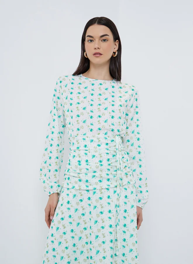 Take Two Take Two Ditsy Print Double Layer Hem Maxi Dress