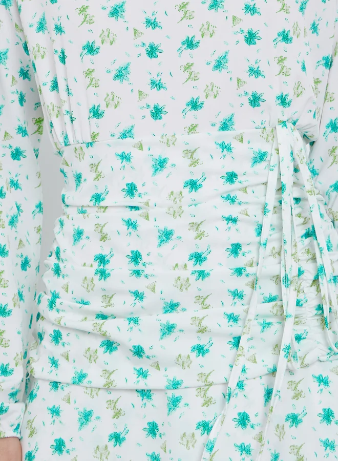 Take Two Take Two Ditsy Print Double Layer Hem Maxi Dress