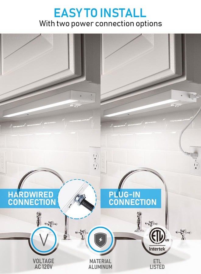 TORCHSTAR LED Under Cabinet Lighting 3CCT, 22 Inch 14W 960LM, Hardwired & Plug-in, Hand Wave Motion Sensor, CRI90 120V ETL Dimmable Under Counter Lights for Kitchen, White Aluminum Housing, Pack of 2 - Image 5