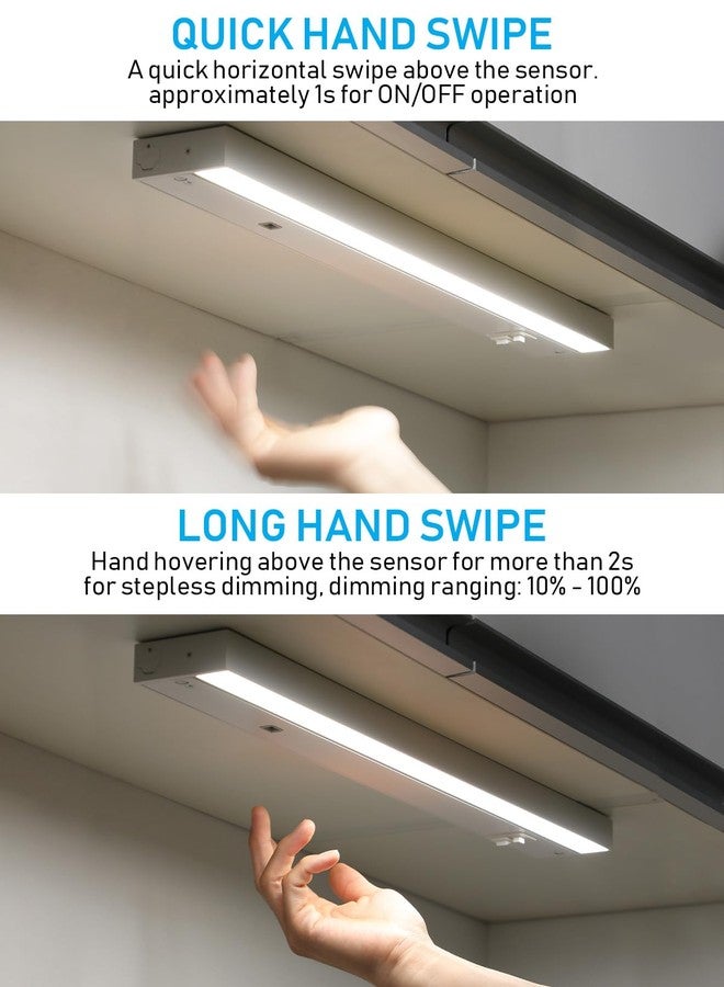 TORCHSTAR LED Under Cabinet Lighting 3CCT, 22 Inch 14W 960LM, Hardwired & Plug-in, Hand Wave Motion Sensor, CRI90 120V ETL Dimmable Under Counter Lights for Kitchen, White Aluminum Housing, Pack of 2 - Image 3