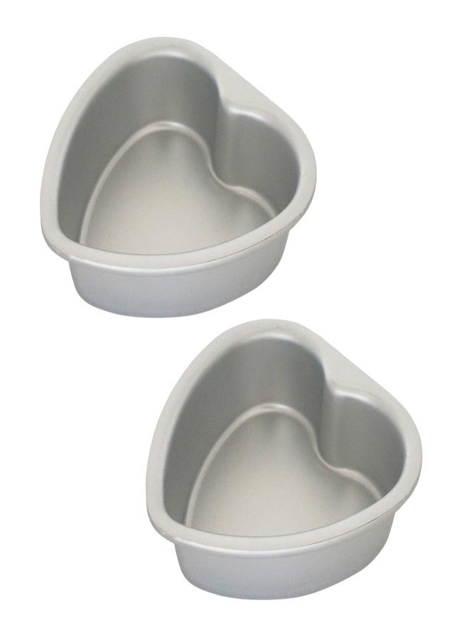 LoveDeal Aluminum Mini 4 Inch Heart Baking Pan, Heart Shaped Cake Pans, Pack of 2 for Cheesecake, Wedding, Anniversary - Image 1