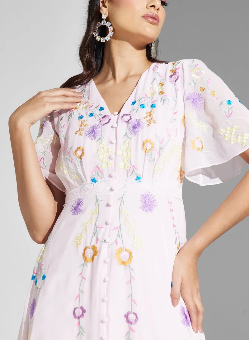Frock and Frill Floral Chiffon Dress