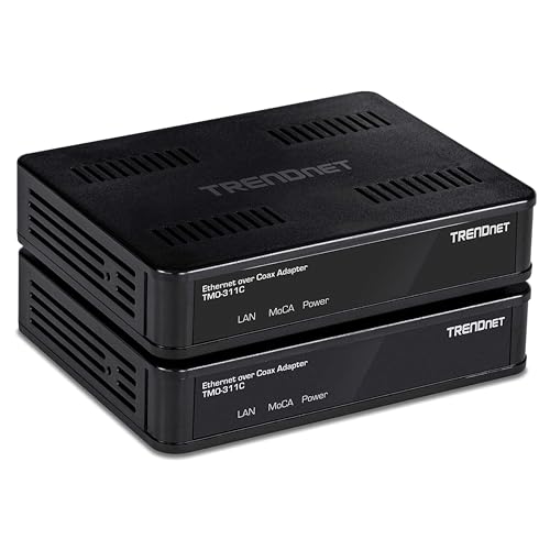 TRENDnet Ethernet Over Coax Adapter,(2-Pack), Backward Compatible with MoCA 2.0, Gigabit LAN Port, Supports Net Throughput Up to 1Gbps, Supports Up to 16 Nodes on One Network, Black, TMO-311C2K - Image 1