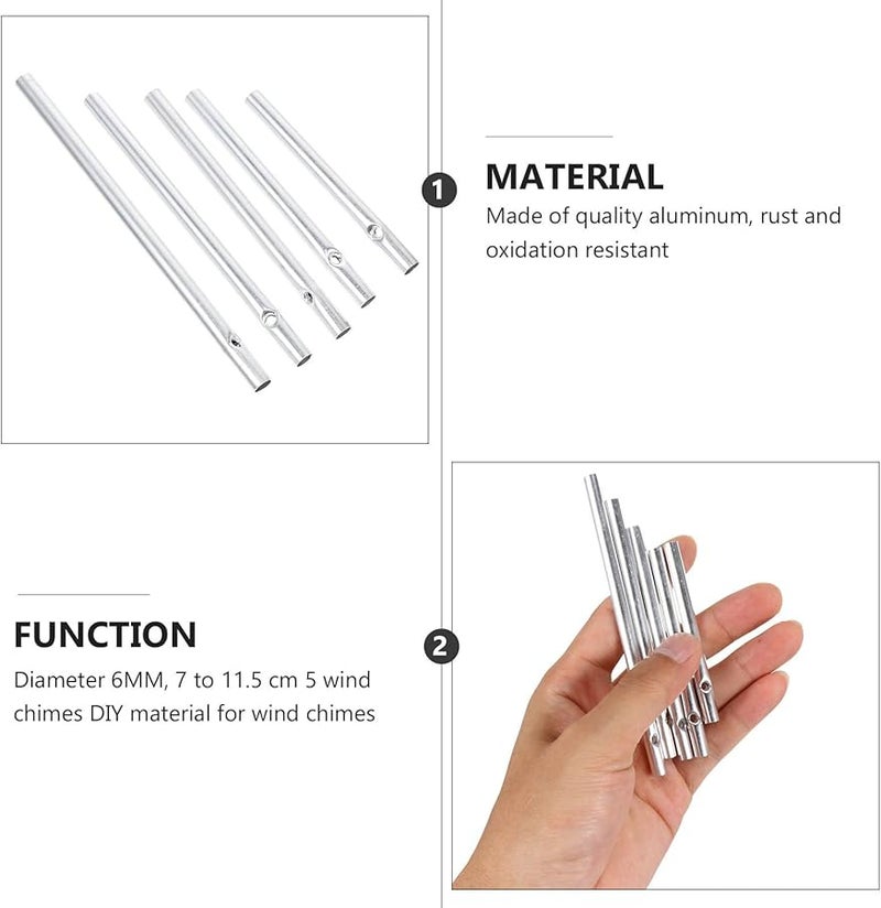Aluminum Wind Chime Tubes DIY Craft Supplies 6Mm Diameter 7 11 5Cm Length 5 Tubes Per Set 5 Sets Pack Outdoor Decor - Image 2