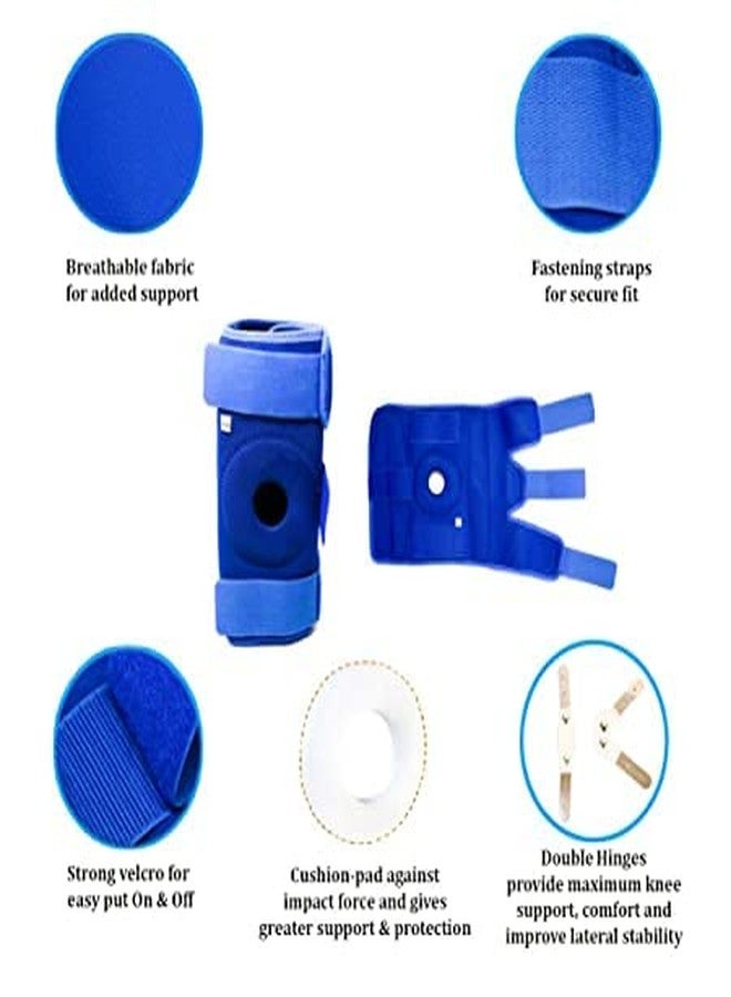 Functional Knee Support Open Patella Hinge Knee Brace Support Knee Support (Blue) (LARGE) - Image 5