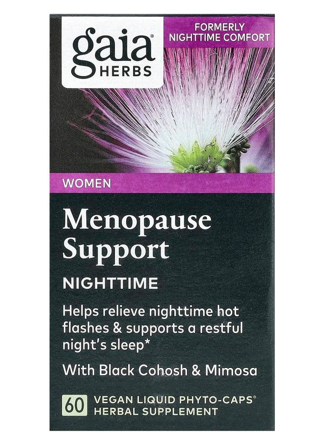 Gaia Herbs Women Menopause Support Nighttime With Black Cohosh & Mimosa 60 Vegan Liquid Phyto-Caps® 