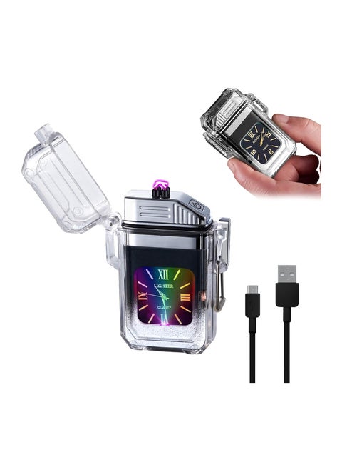 Arc Electric Lighter USB Rechargeable Lighter Waterproof Dial Outdoor Lighter Fashion Transparent Windproof Lighter Suitable for Candles Incense Fireworks