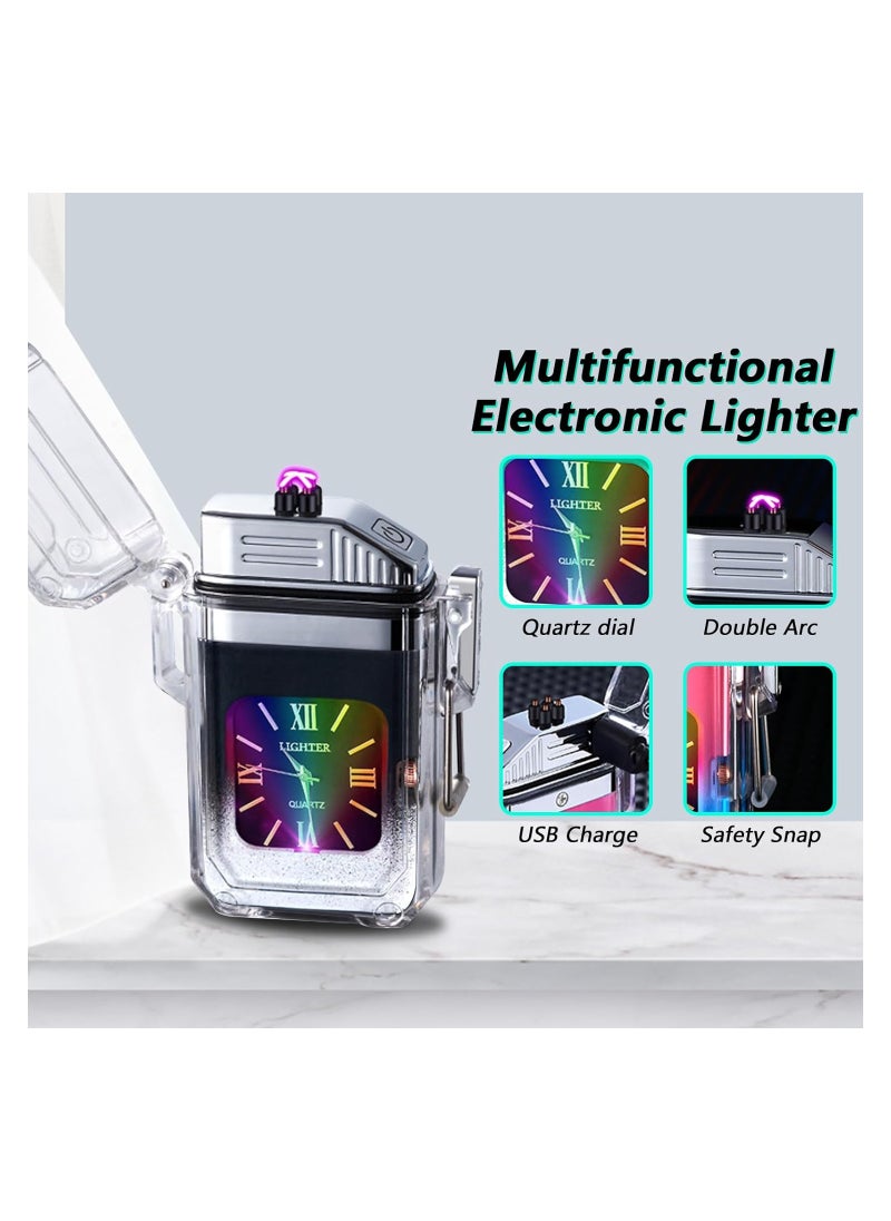 Generic Arc Electric Lighter USB Rechargeable Lighter Waterproof Dial Outdoor Lighter Fashion Transparent Windproof Lighter Suitable for Candles Incense Fireworks  - Image 5
