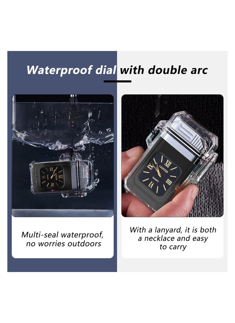 Generic Arc Electric Lighter USB Rechargeable Lighter Waterproof Dial Outdoor Lighter Fashion Transparent Windproof Lighter Suitable for Candles Incense Fireworks  - Image 4