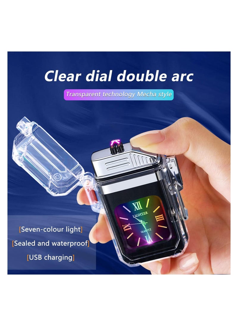Generic Arc Electric Lighter USB Rechargeable Lighter Waterproof Dial Outdoor Lighter Fashion Transparent Windproof Lighter Suitable for Candles Incense Fireworks  - Image 2