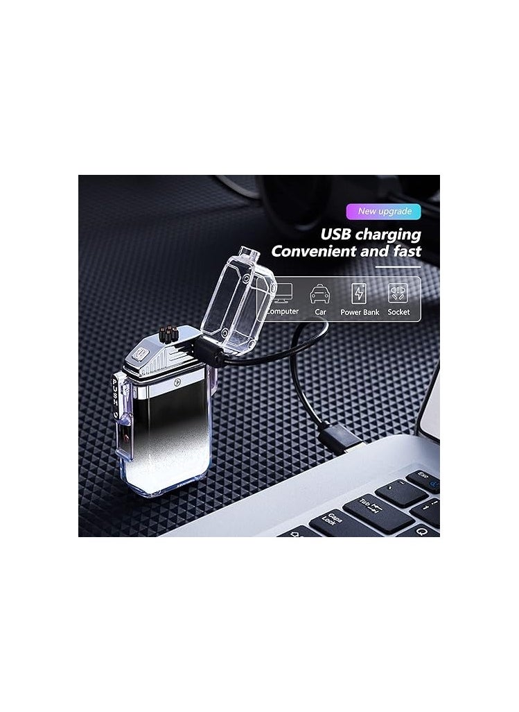 Arc Electric Lighter USB Rechargeable Lighter Waterproof Dial Outdoor Lighter Fashion Transparent Windproof Lighter Suitable for Candles Incense Fireworks