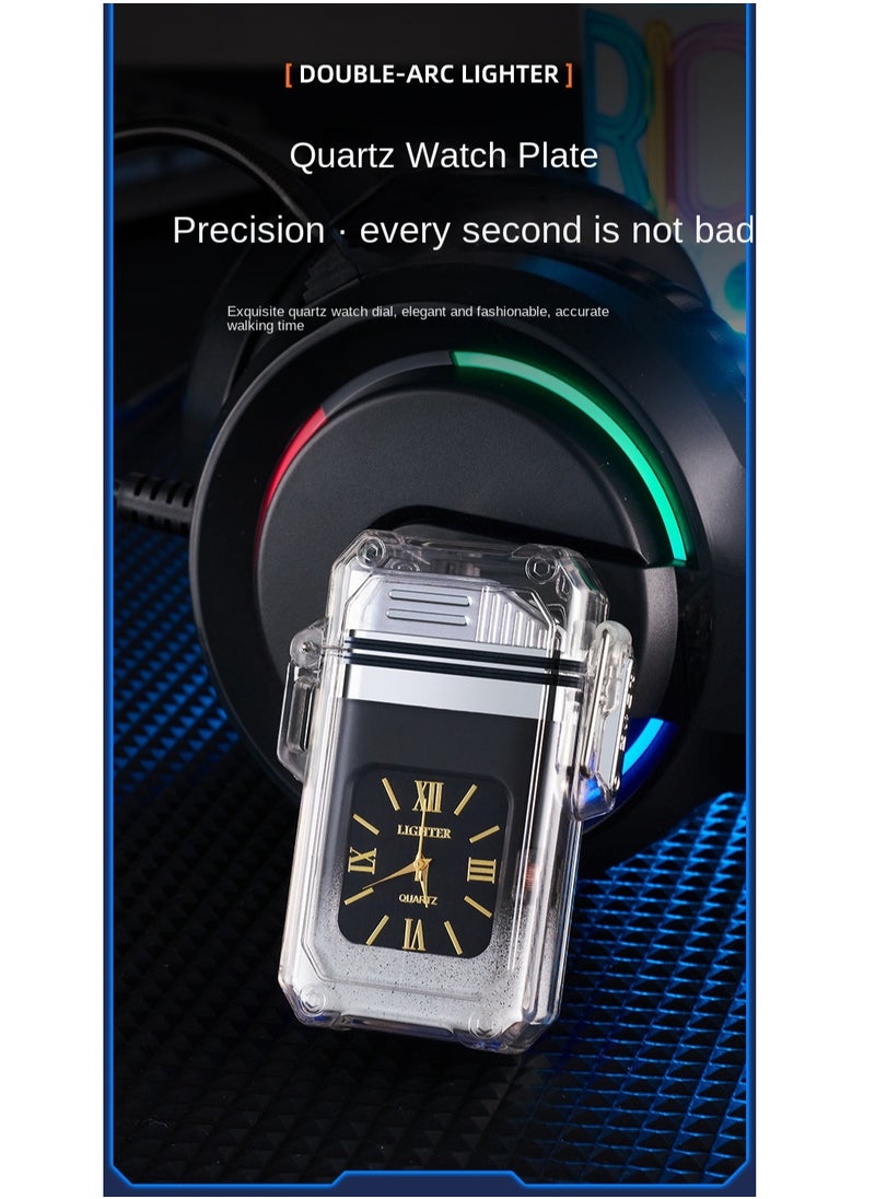 Arc Electric Lighter USB Rechargeable Lighter Waterproof Dial Outdoor Lighter Fashion Transparent Windproof Lighter Suitable for Candles Incense Fireworks