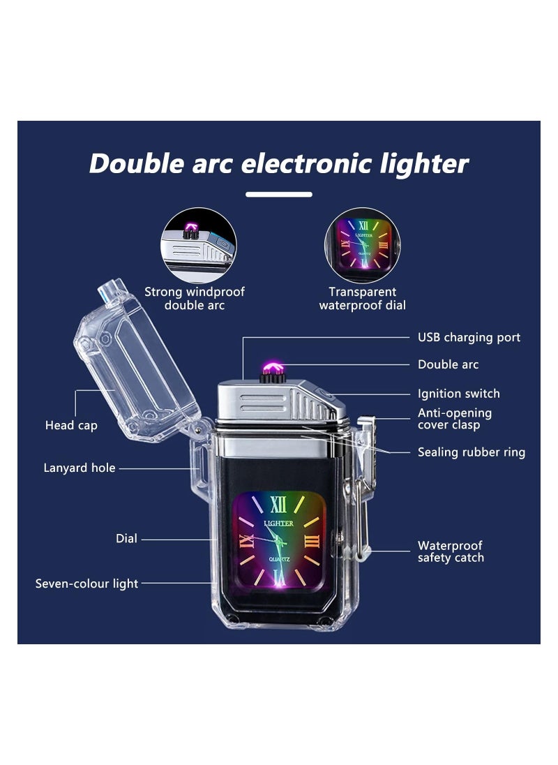 Generic Arc Electric Lighter USB Rechargeable Lighter Waterproof Dial Outdoor Lighter Fashion Transparent Windproof Lighter Suitable for Candles Incense Fireworks  - Image 3